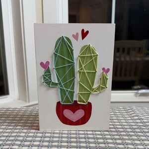 String Art Cactus Decor with Hearts